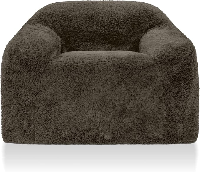 Furniture of America Fexon Modern Upholstered 1-Seater Foam Sofa Chair with Curved Arm Compressed Couch in a Box No Assembly Required for Living Room Home Theater and Office Cub Brown