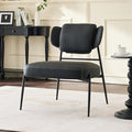 Oversize Accent Chair with Big-Ear Backrest - Modern Black Leather Armless Chair with Thick Cushion &amp Metal Frame for Lounge Living Room Waiting Room Bedroom Office