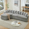 127 Modular Sectional Corduroy Sofa L Shaped Cloud Couch with 10 Pillows Comfy Curved Sofa with 7 Iron Frames Modern Left Chaise Lounge Couches for Living Room Bedroom Apatment Gray
