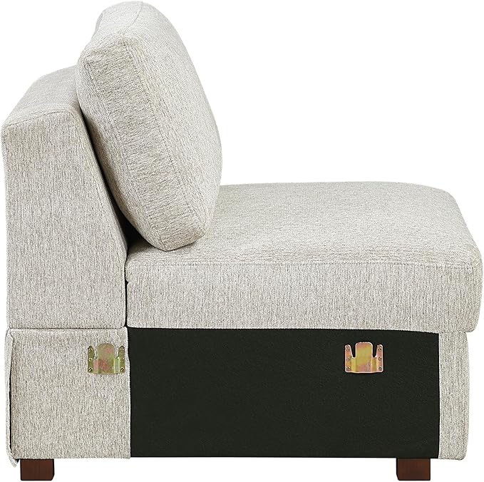 Lexicon Modular Sectional Sofa Module for Sectional Couch Armless Chair Removable Back Cushion Cover Microfiber Sand