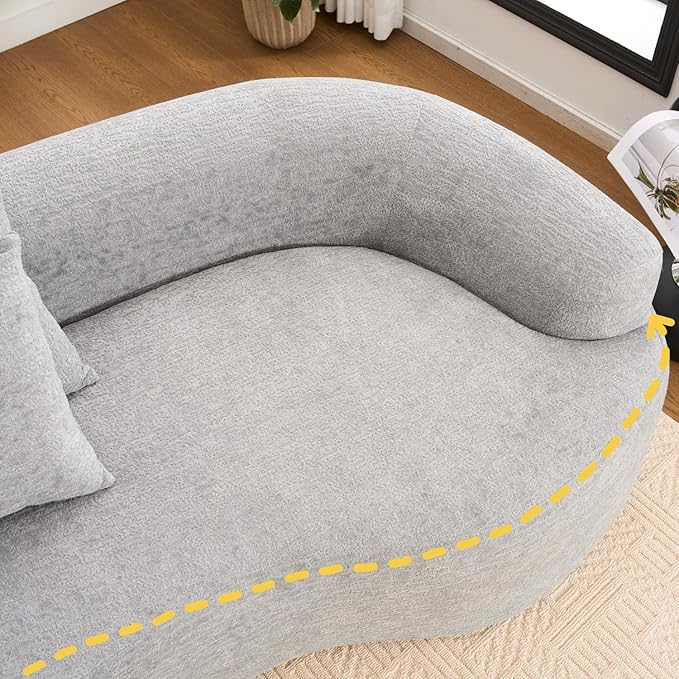110 Curved Sectional Sofa with 4 SeaterCurved Sofa for Living RoomModern Sectional Couch Boneless SofaWood Grain Chenille Fabric No Installation Requirement