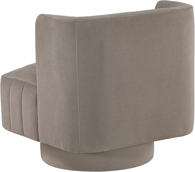 Modern Swivel Chair: Luxury Textured Fabric Contemporary Barrel Back Design for Living Room (Taupe)