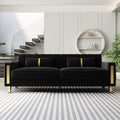 Modern Velvet Sofa Couch 86 Large Loveseat Sectional Sofa Couch with Gold Legs for 3-4 Persons Upholstered Deep Seat Love Seat Sofa Chaise for Living Room Office Apartment Black