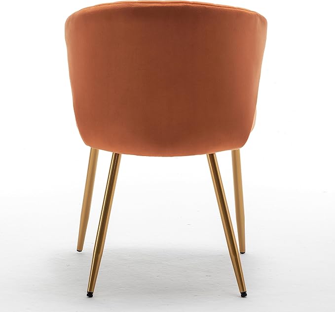 Modern Velvet Accent Chair for Living Room Bedroom Entryway or Small Spaces with Channel-Tufted Design Comfortable and Trendy Armless Seat Red Orange