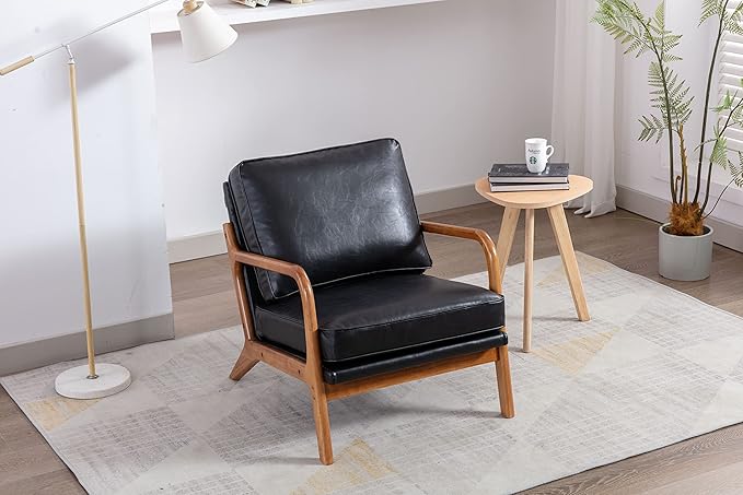 Wood Frame Armchair Modern Accent Chair Lounge Chair for Living Room