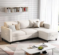 Sectional Sofas Couches for Living Room L-Shaped Couch with Ottoman | 3 Seats Storage Sofa Modern Linen Beige 78“ Small Couch Removable Ottoman