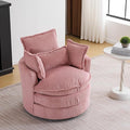 Karl home Swivel Accent Barrel Chair Single Sofa with 3 Pillows 360 Degree Modern Lounge Armchair Chair Comfy Round Reading Chair Corduroy Armchair for Living Room Bedroom Lounge Pink