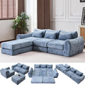 105” Modular Sectional Sofa Convertible Sofa BedTransforms into Single or Double Sofa Chenille Fabric Cloud SofaModern Soft Boneless Comfort No Assembly Required Blue
