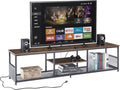 VECELO TV Stand with Power Outlets for Televisions up to 75Inch 62 Media Entertainment Center with Charging Station 3-Tier Open Storage Shelves with Metal Frame for Living Room/BedroomBrown