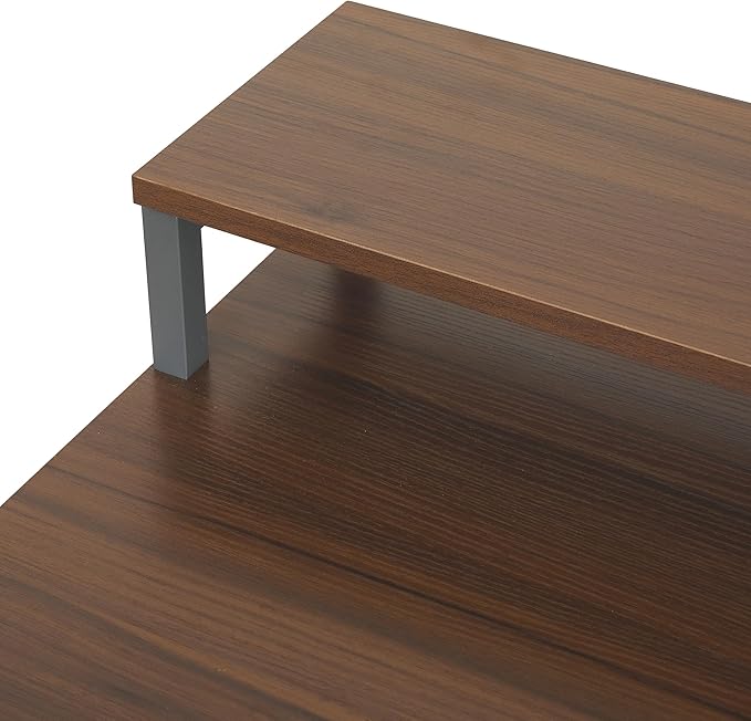 Techni Mobili Computer Desk - Industrial Writing Desk with Storage Shelves Monitor Stand &amp Accessory Holder - Home Office Laptop Computer Table with CPU Caddy &amp 2-Tier Small Bookshelf Space