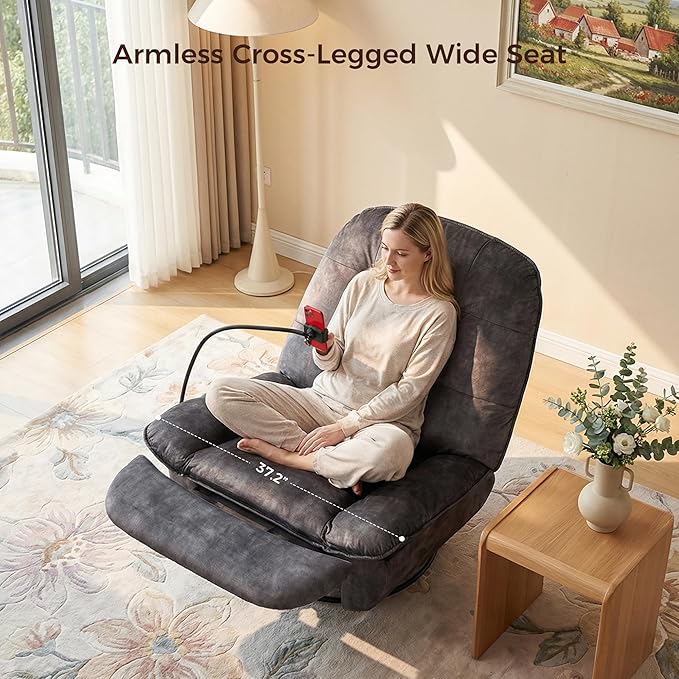Swivel Rocker Recliner Chair for Adult Glider Nursery Rocking Chair Armless Single Recliner Sofa for Living Room Oversized &amp Overstuffed Phone Holder Included Black