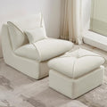 29” Oversized Lazy Sofa Chair and Ottoman Set Chaise Lounge Chair Indoor with Pillows Comfy Reading Couch for Adults Suitable for Living Room Small Spaces Memory Foam Chenille (Beige-1)