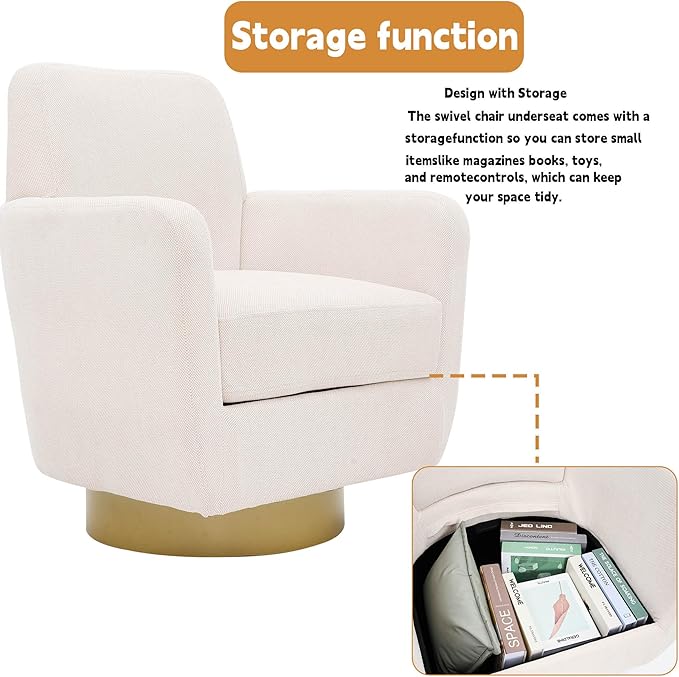360 Degree Rotation Armchair Cotton Linen Skin Friendly Fabric Ergonomic Design Living Room Chair Bedroom Chair Living Room Chair Suitable for Indoor Home
