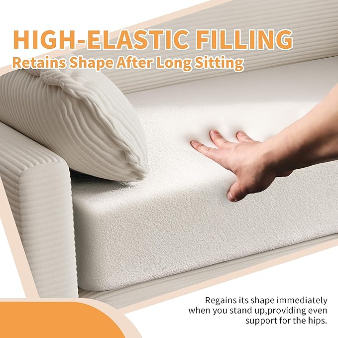 Convertible Sofa Bed Loveseat Sleeper Sofa with Side Storage &amp Solid Wood Frame Corduroy Small Couch Bed for Small Space Pull Out Floor Couch for Apartment Guest (Beige 51)