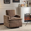 VINGLI 360° Swivel Mid-Century Modern Accent Armchair with Double-Layer Seat Cushions Comfy Single Square Sofa Upholstered Club Chair for Living RoomBedroom Reading Room Chenille Khaki