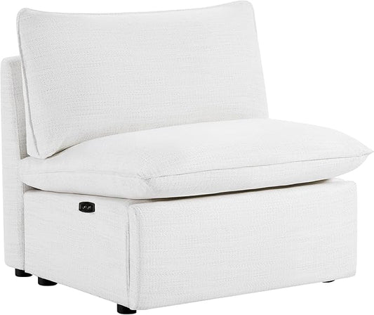 CHITA Power Middle Armless Recliner for Down Filled Upholstered Sectional Sofa Modular Couch Cream