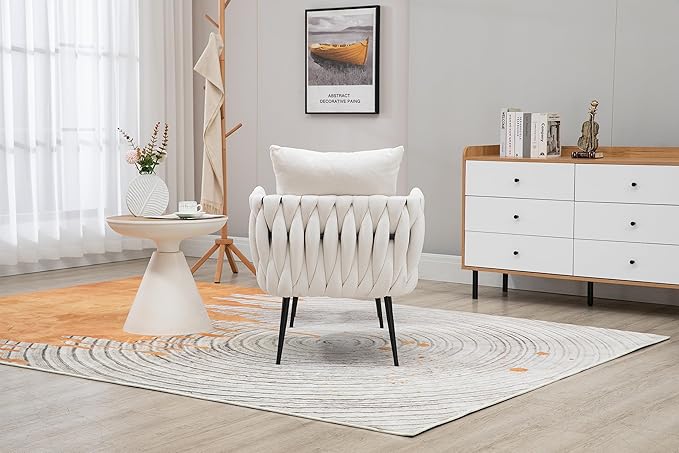 Velvet Accent Chair Modern Upholstered Armchair Tufted Chair with Metal Frame Single Leisure Chairs for Living Room