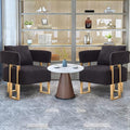 Oversized Black Teddy Accent Chair Modern Barrel Chair with Gold Legs Metal Frame Upholstered Armchair for Bedroom Living Room Sofa Chair Club Side Chairs Home/Business (Set of 2 Black)