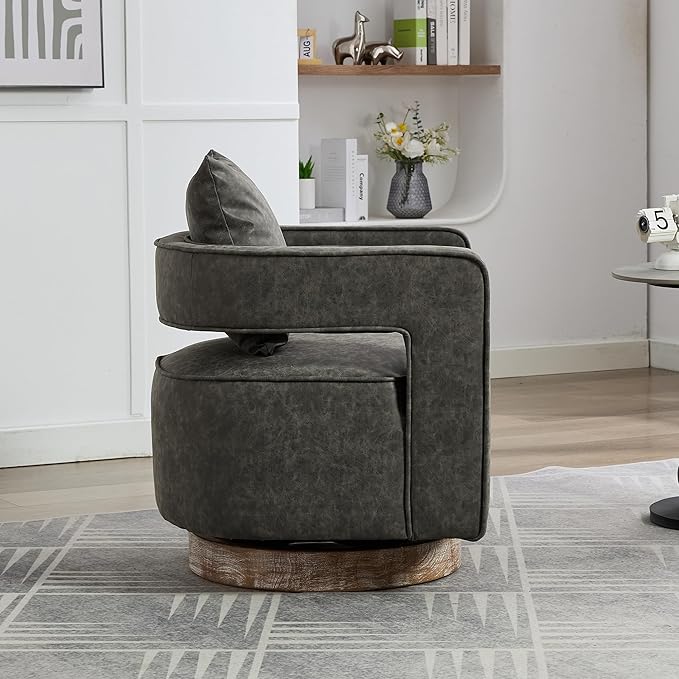 KEIKI Swivel Accent Chair Comfy Sofa Chair with Open Back Club Chair Leisure Arm Chair for Lounge for Nursery Bedroom Living Room Hotel Office Gray