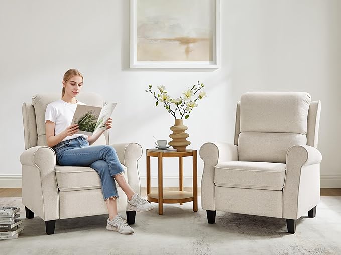 Oversized Recliner Chair for Living Room Modern Reclining Sofa Home Theater Seating with Upholstered Push Back Mid-Century Reclining Armchair with Lumbar Support Bedroom Reading Nook Office