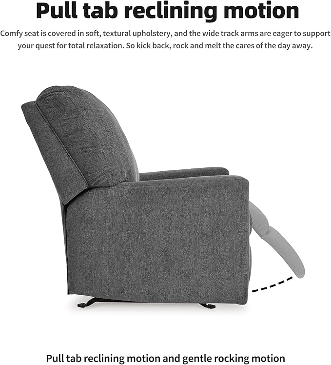Signature Design by Ashley Rannis Casual Manual Rocker Recliner Gray