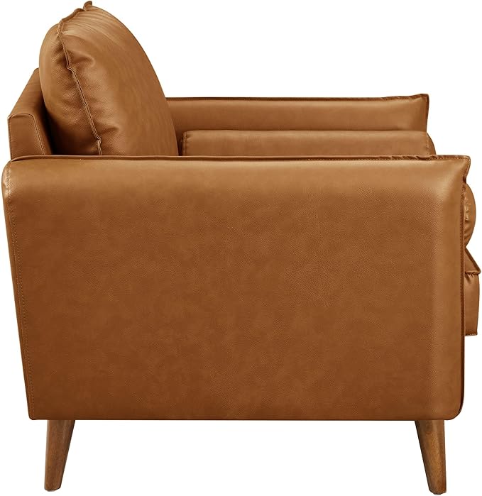 Modway Revive Faux Leather Accent Armchair in Tan