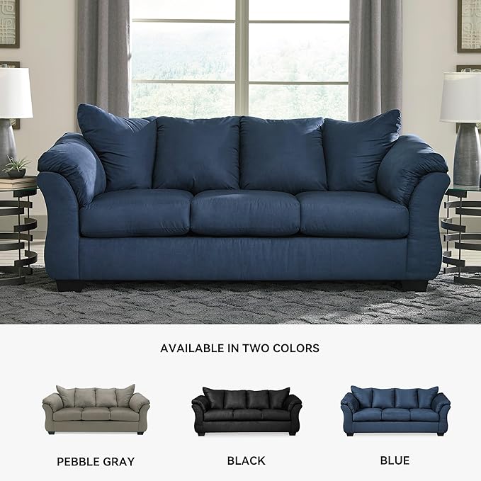 Signature Design by Ashley Darcy Casual Plush Sofa Dark Blue