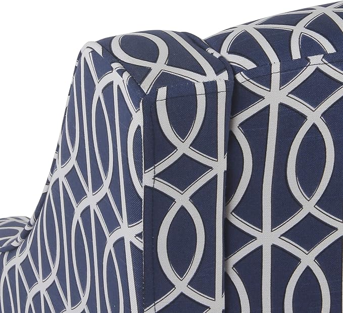 Homepop Home Decor Upholstered Classic Swoop Arm Accent Chair Accent Chairs for Living Room &amp Bedroom Decorative Home Furniture Blue Trellis