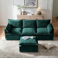 93.31 Inch L-Shaped Couch Sofa with Ottoman Modular Sectional Sofa with 4 Seats and Pillows for Home Living Room Modern Chenille Fabric Large Comfy Cloud Couch DIY Combination (Green-93inch)