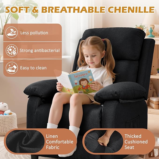 Recliner Chair Living Room Chairs for Adults Padded Deep Seat Reading Chair with Side Pockets Small Recliners for Small Spaces Lounge Chair for Living Room Bedroom and RV (Linen)