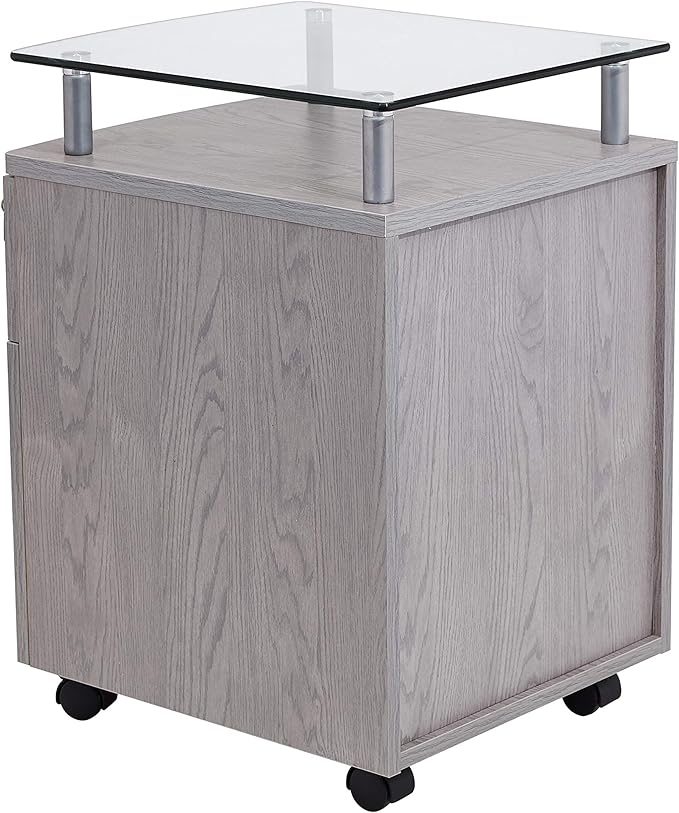 2 Drawer Small File Cabinet with Lock Under Desk Locking Storage Drawers Organizer for Home Filing CabinetsOffice FurnitureGray