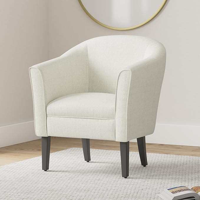 HomePop Barrel Shaped Accent ChairArm Rest White and Black
