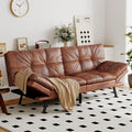 Opoiar Convertible Futon Sofa Bed Brown Faux Leather Futon Couch with Adjustable Backrest &amp Armrests Folding Small Recliner Sleeper Sofa Bed for Living Room Apartment Office