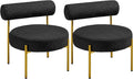 Yaheetech Boucle Vanity Chair Modern Tufted Accent Chair Cozy Sherpa Barrel Chair with Gold Legs Club Chair for Living Room Bedroom Makeup Room Home Office Black 2pcs