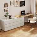 L-Shaped Desk with 6 Drawers Extendable from 56 to 98.5 Corner Desk Writing Desk Study Desk Vanity Desk Ideal for Gaming Home Office or Makeup White