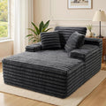VanAcc 67 Chaise Lounge Sofa Faux Fur Sleeper Chaise with Armrests and Throw Pillows No-Assembly Couch for Living Room or Apartment Gray