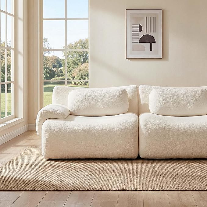72 Loveseat Cloud Couch Sofa Modular Boneless Sectional with Memory Foam 2 Seater Chenille Sofas No Assembly Modern Love Seat Couches for Bedroom or Small Spaces Beige