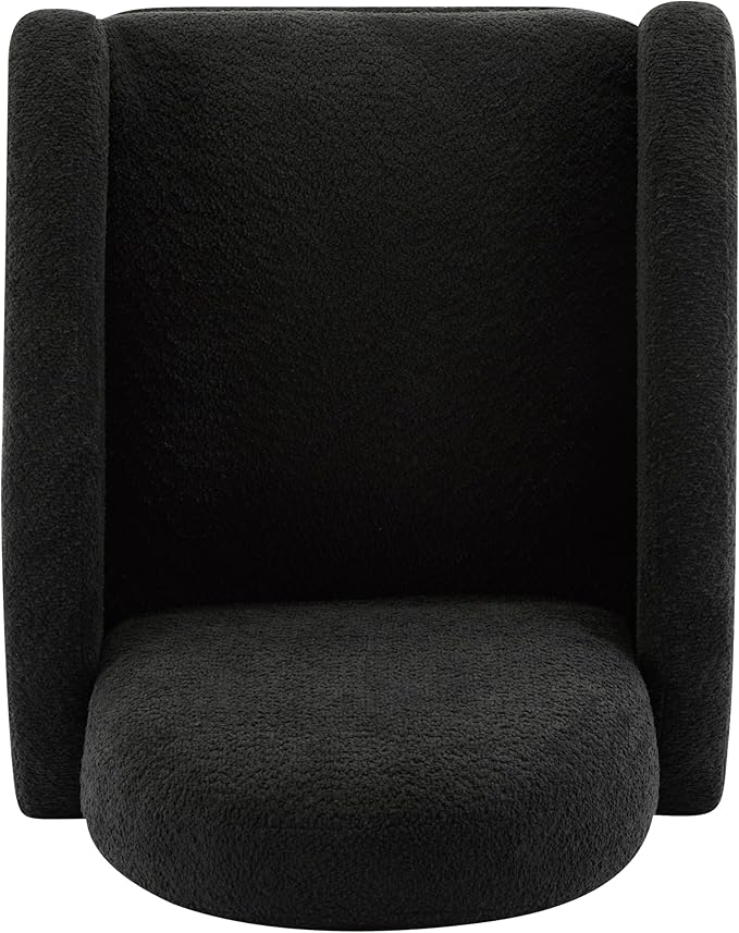 Christopher Knight Home Sidney Fabric Upholstered 360° Swivel Chair Boucle Push-Back Recliner Solid Wood Glider Recliner with Rotation Living Room Lounge Sofa Adjustable Comfy Reading ChairBlack