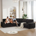 Black Sectional Couches for Living Room Oversized Corduroy Couch Large L-Shaped Corner Couch with Storage Armrests USB Charging &amp Cup Holder 5 Seater Modular Sectional Sofa (Black)