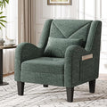 Maupvit Chenille Accent Chair for Living Room Bedroom Chair Comfy Reading Chair Upholstered Arm Chair Single Sofa Chair with Lumbar Pillow Mid Century Modern Chair for Small Spaces Green