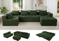 MAXYOYO Modular Sectional Sofa Couch Foldable U Shaped Cloud Couch with Pillows Tufted 6-Seat Boneless Sleeper Lounger Floor Sofa Bed for Living Room No Assembly Required Dark Green