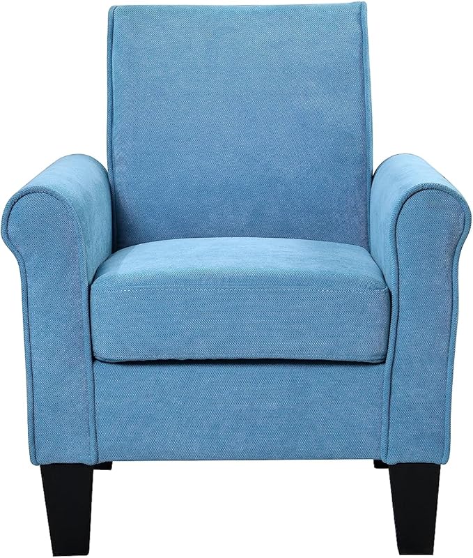 Accent Chairs Comfy Sofa Chair Armchair for Reading Living Room Bedroom Office Waiting Room Linen Fabric Light Blue