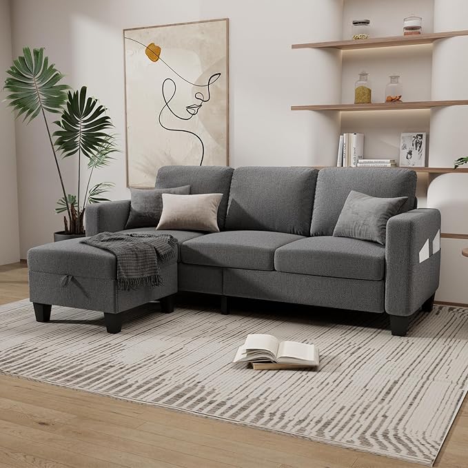 Sectional Couches for Living Room 78 L Shaped Sofa 3 Seat Modern Couch with Storage Ottoman Convertible Couches for Small Space Living Room Bedroom Apartment and Office
