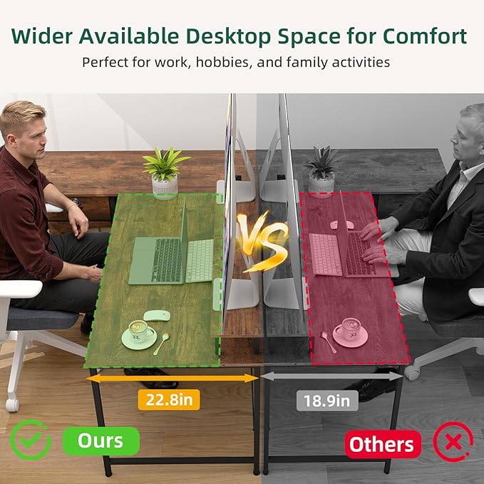 Somdot 53 L Shaped Desk with 4 DrawersHome Office Desks with Power OutletsGaming Desk with USB Charging Port and Host Stand Corner Desk with Storage Shelves for GamingWood Grain Print