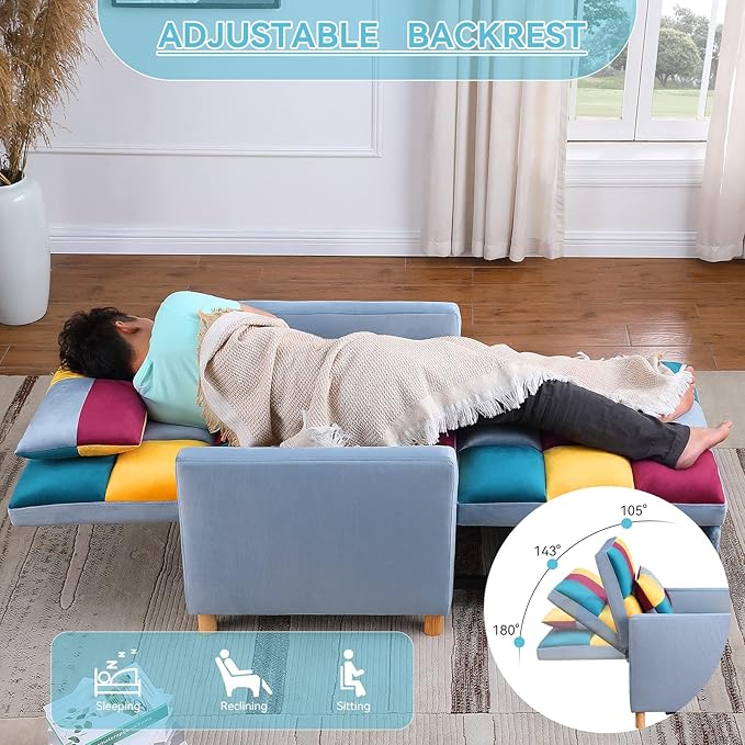 Convertible Sleeper Sofa Chair Bed3-in-1 Sleeper Chair Bed with PillowPull Out Single Armchair Sofa Bed with Adjustable Backrest Multi-Functiona Lounge Chair for Living Room（Mix