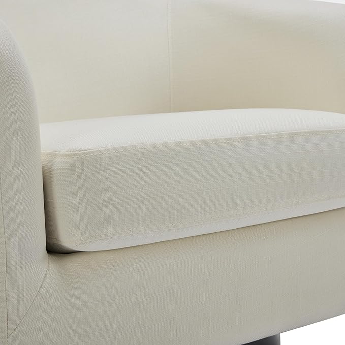 UIXE 360° Swivel Barrel Accent Chair Armchair Modern Round Club Arm Chair Upholstered Living Room Single Sofa Seating Bedroom Side Reading Seat in Fabric for Home Office (Beige)