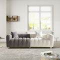 87.4'' Modern 3-Seater Sofa Bubble Couch for Living RoomTeddy Bouclé Velvet Deep Seat Sofa Couch Fluffy Loveseat Sofa with 6 Metal Base Legs for Bedroom/Home/Office(White-Grey)