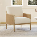 CHITA Braid Accent Chairs Modern Armchair with Wood-Like Finish Metal Frame for Living Room and Bedroom Boho Reading Chair Cream