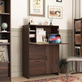 Folding Desk Cabinet with Storage Drawer &amp Shelves - Multi-Functional Space-Saving Organizer for Home Office Kitchen Dormitory - Ideal as Computer Desk Writing Station or Vanity Table