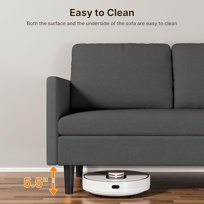 Gizoon Modular Sectional Sofa Convertible L Shaped Couch 4 Seat Modern Sofa Bed with Detachable Modules Terry Cloth Fabric 6 Legs for Living Room Apartment Small Space Dark Grey